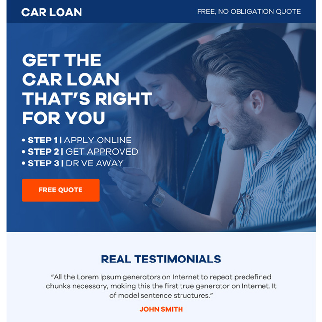 auto finance free quote ppv landing page design