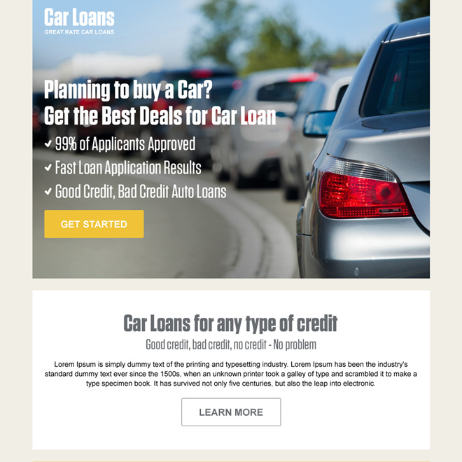 car loan pay per click converting landing page design Auto Financing example