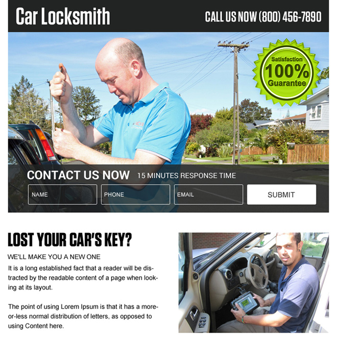 car locksmith services ppv landing page design Locksmith example