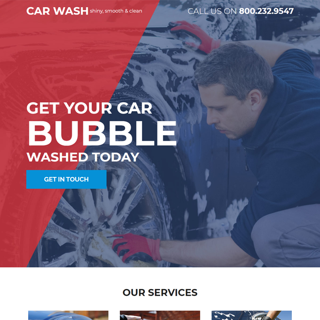quick car cleaning service responsive landing page Automotive example