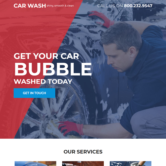 quick car cleaning service responsive landing page