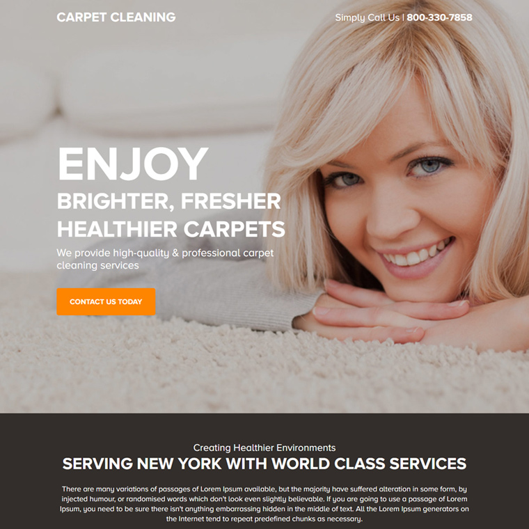professional carpet cleaning service landing page design Cleaning Services example