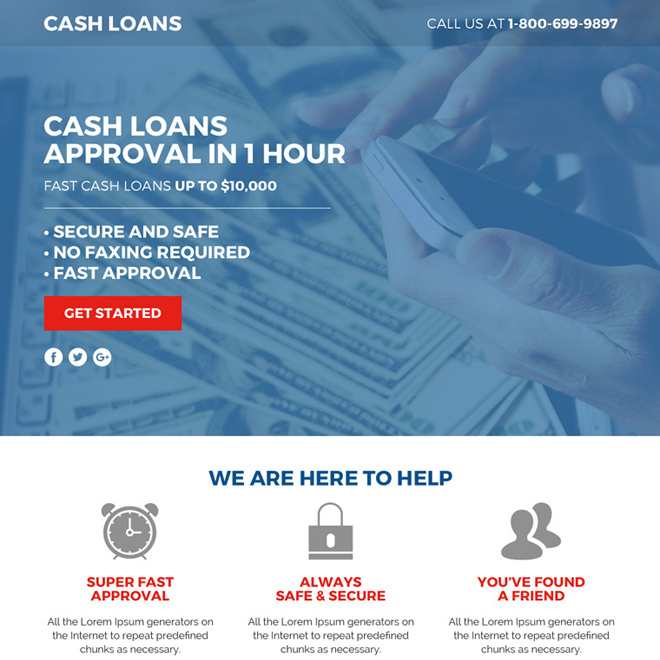 cash loan lead funnel responsive landing page design Loan example