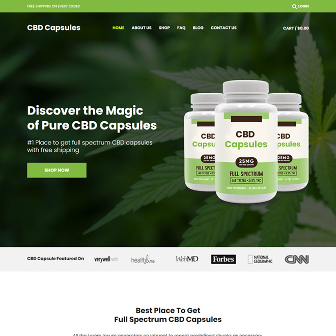 CBD products selling responsive website design