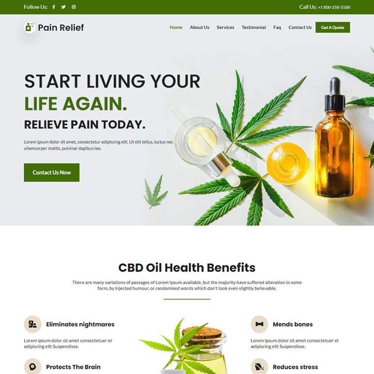 pain relief treatment responsive website design Pain Relief example