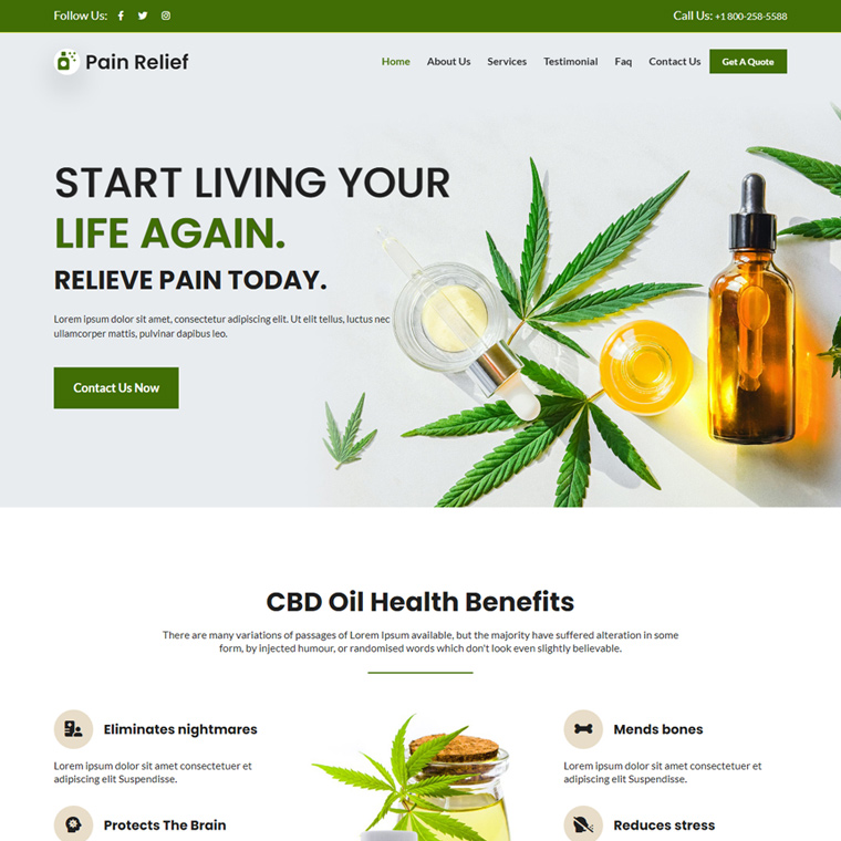 pain relief treatment responsive website design