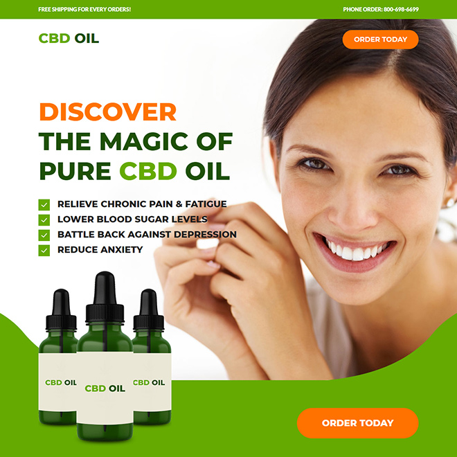 CBD oil responsive ecommerce landing page design Pain Relief example