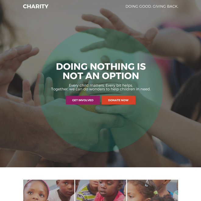 charity and donation bootstrap landing page