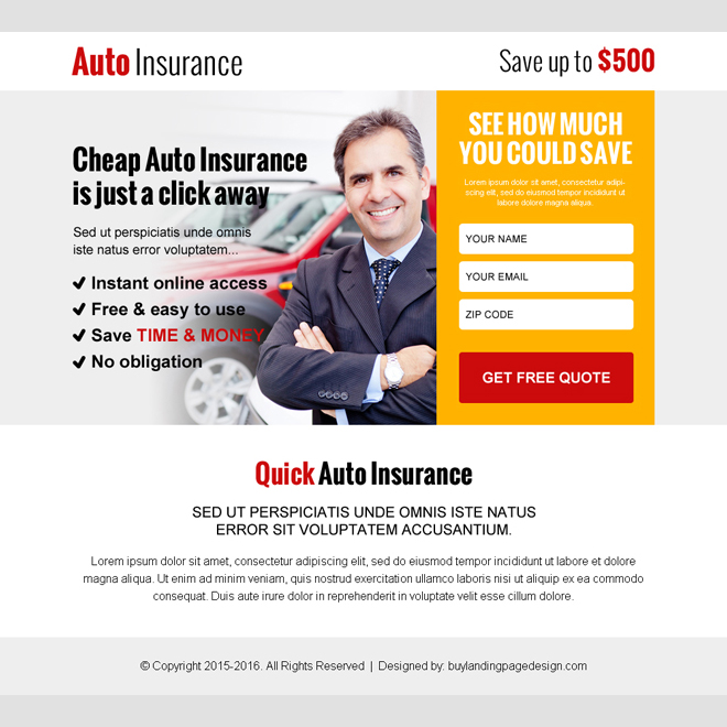 cheap auto insurance leads ppv landing page Auto Insurance example