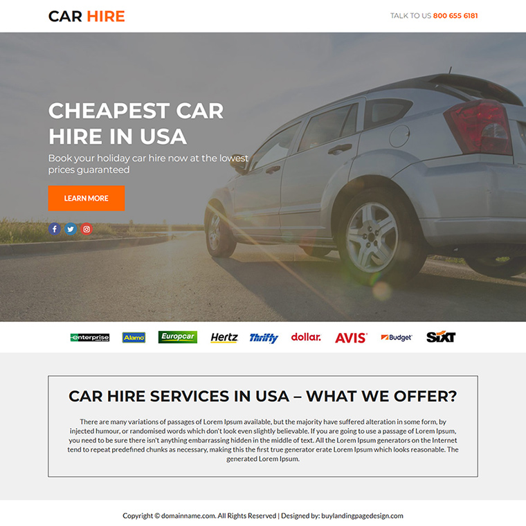 cheapest car hire services funnel design