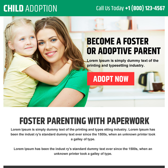 child adoption agencies ppv landing page design Adoption example