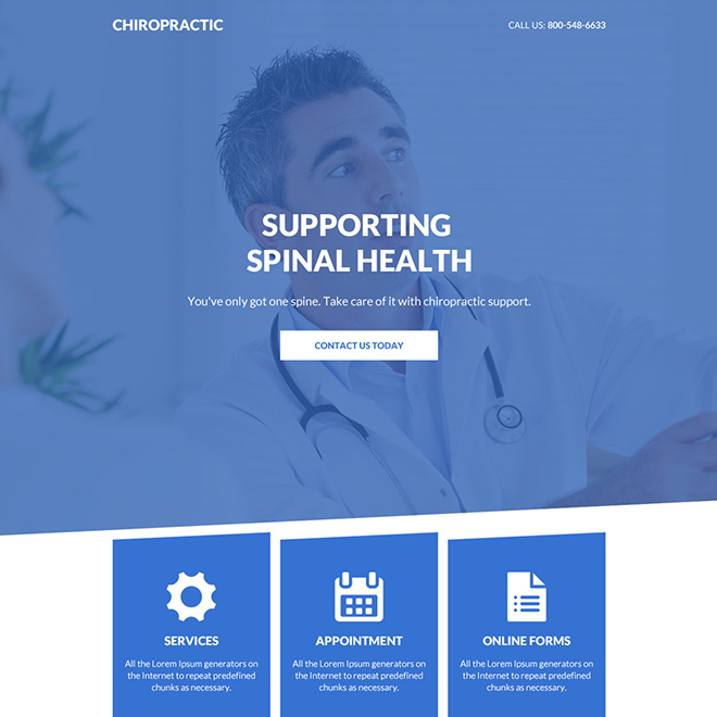 chiropractic care and support bootstrap landing page