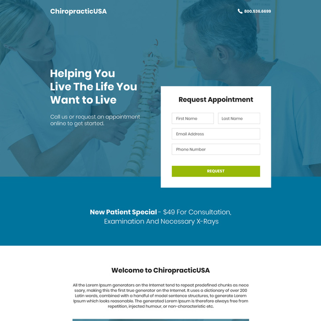 chiropractic care appointment booking responsive landing page