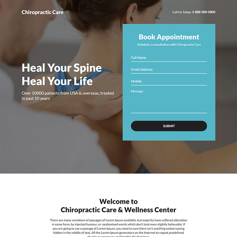 chiropractic care appointment booking responsive landing page Chiropractic example