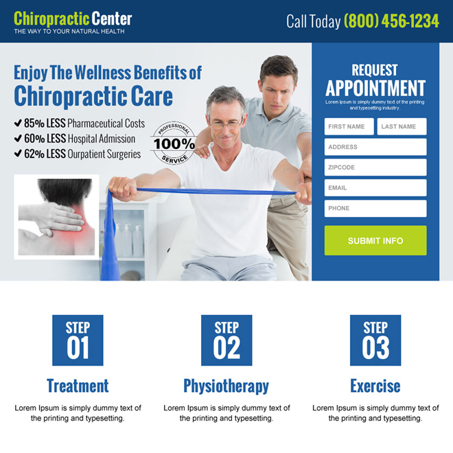 responsive chiropractic center landing page design