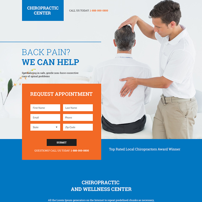 chiropractic care landing page