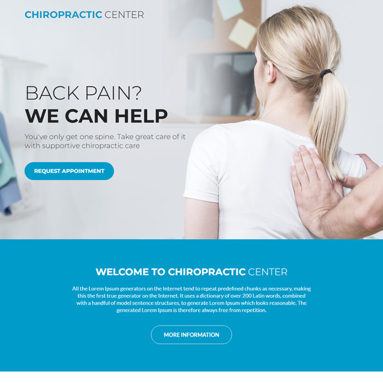 chiropractic center lead gen landing page design