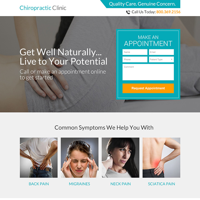 chiropractic clinic appointment responsive landing page