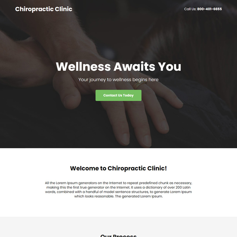 professional chiropractic clinic lead capture responsive landing page Chiropractic example