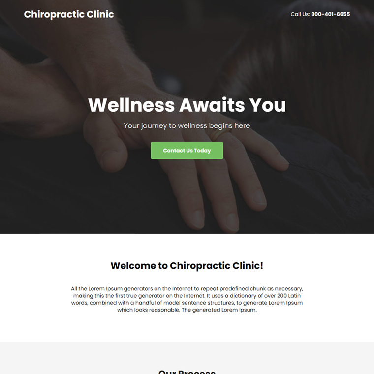 professional chiropractic clinic lead capture responsive landing page