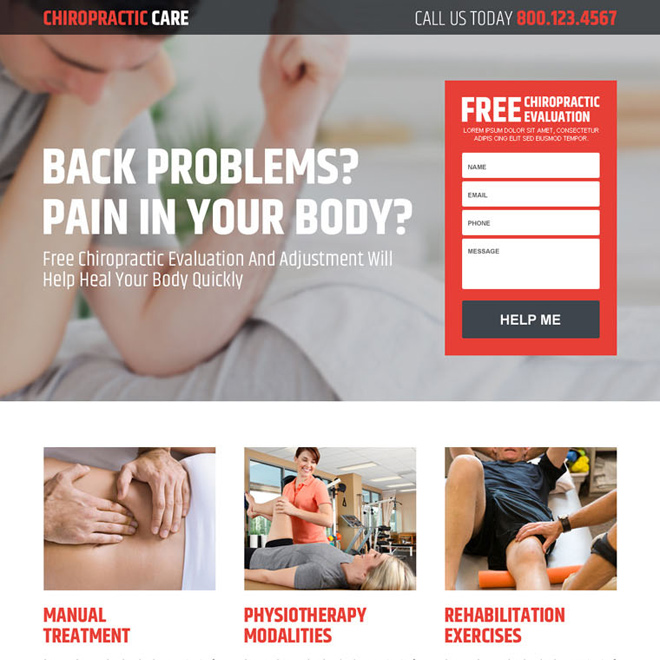 responsive chiropractic treatment landing page design Chiropractic example