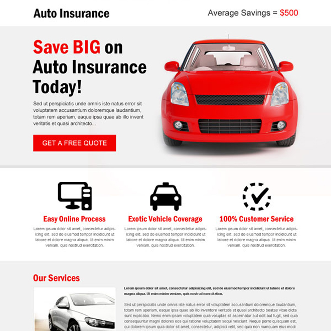 ... appealing auto insurance landing page template Auto Insurance example