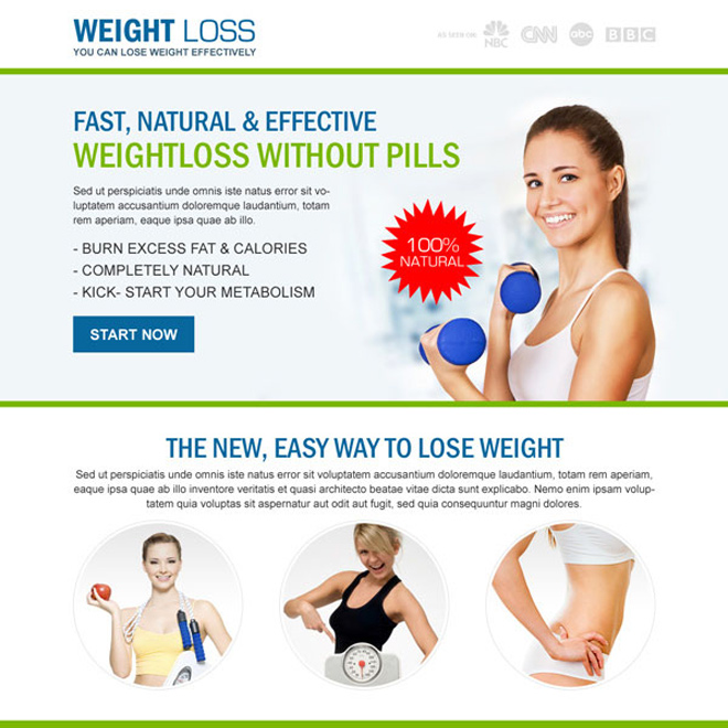 weight loss without pills responsive landing page design Weight Loss example