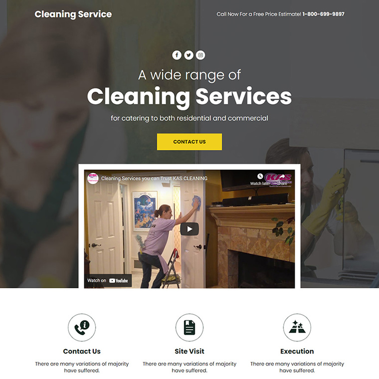 cleaning service responsive video funnel design Cleaning Services example