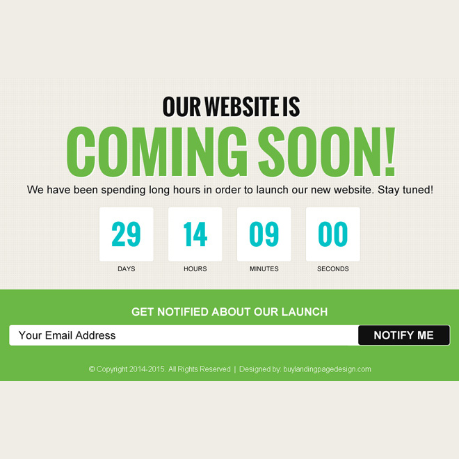 beautiful coming soon page for your upcoming website