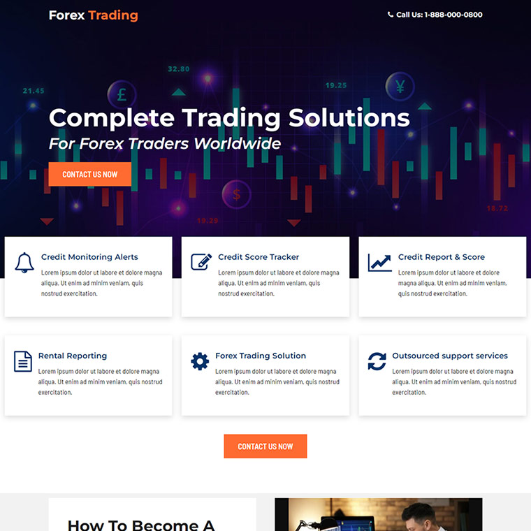 complete trading solutions responsive landing page