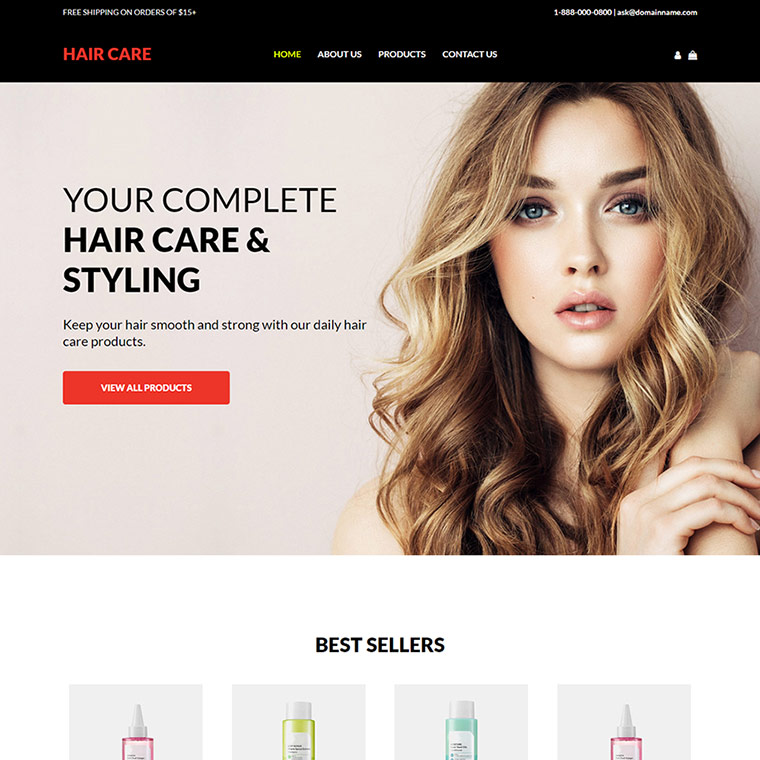 hair care and styling responsive website design Hair Care example
