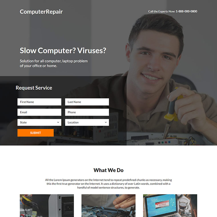 modern computer repair services responsive landing page