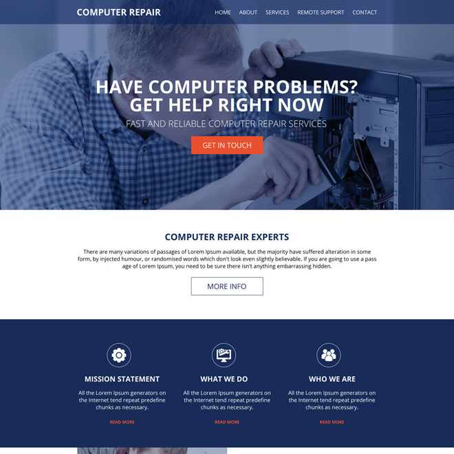 computer repair service responsive website design Computer Repair example