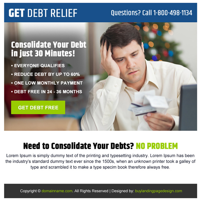 consolidate your debt ppv landing page design