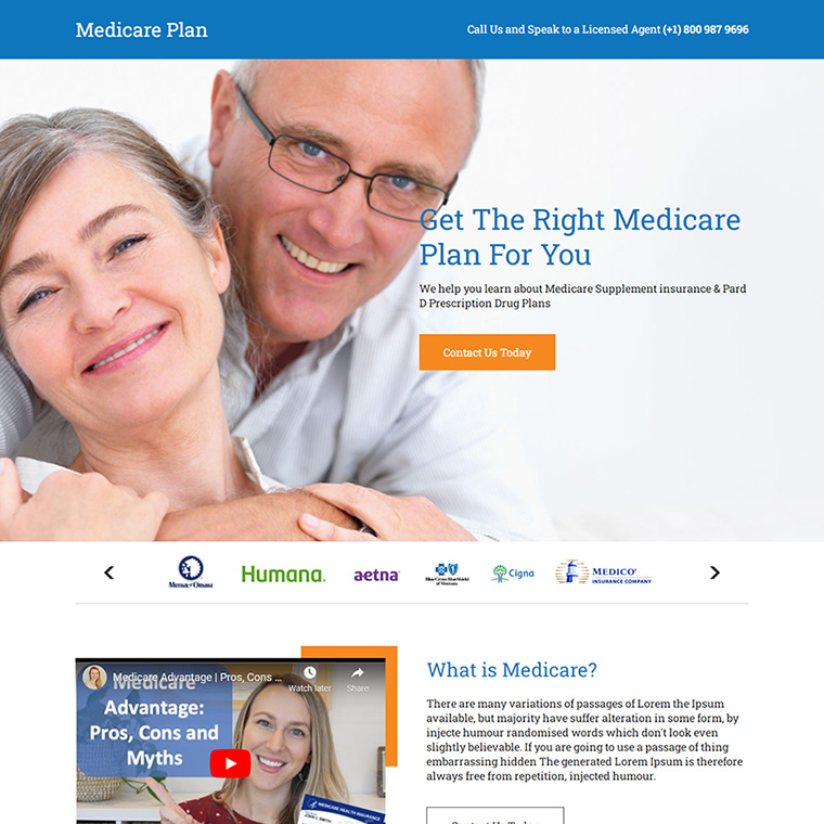 medicare supplement insurance responsive landing page Medicare example