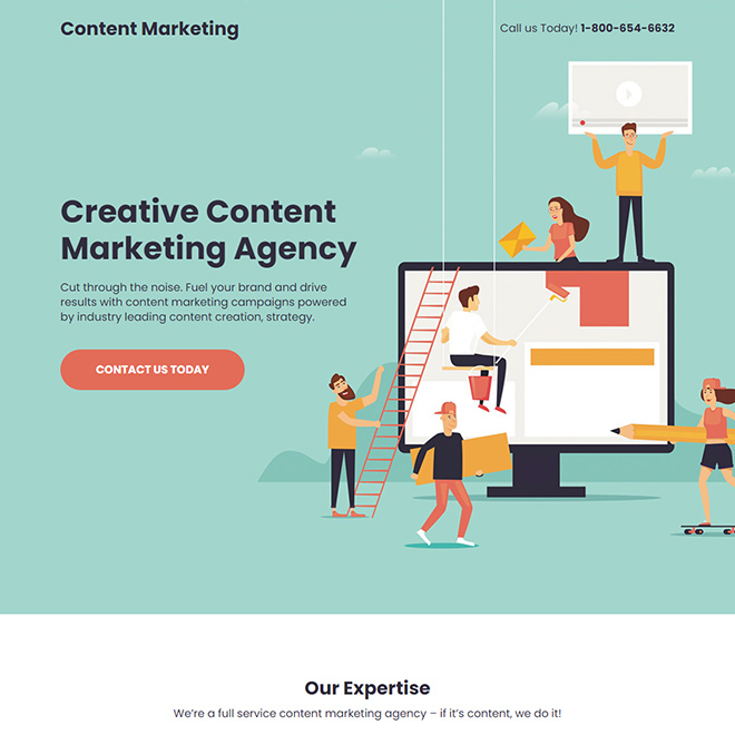 creative content marketing agency responsive landing page Marketing example