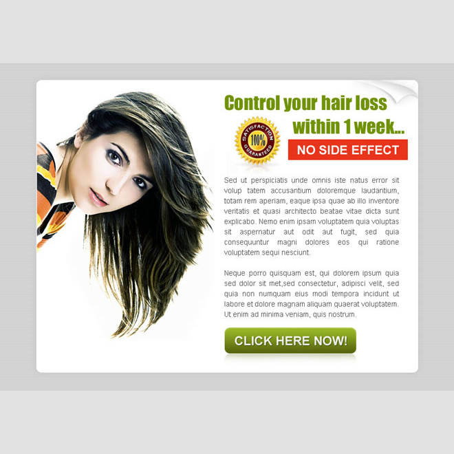 control your hair loss within 1 week converting ppv landing page design Hair Loss example