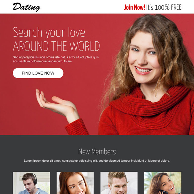 converting dating lead generating responsive landing page design