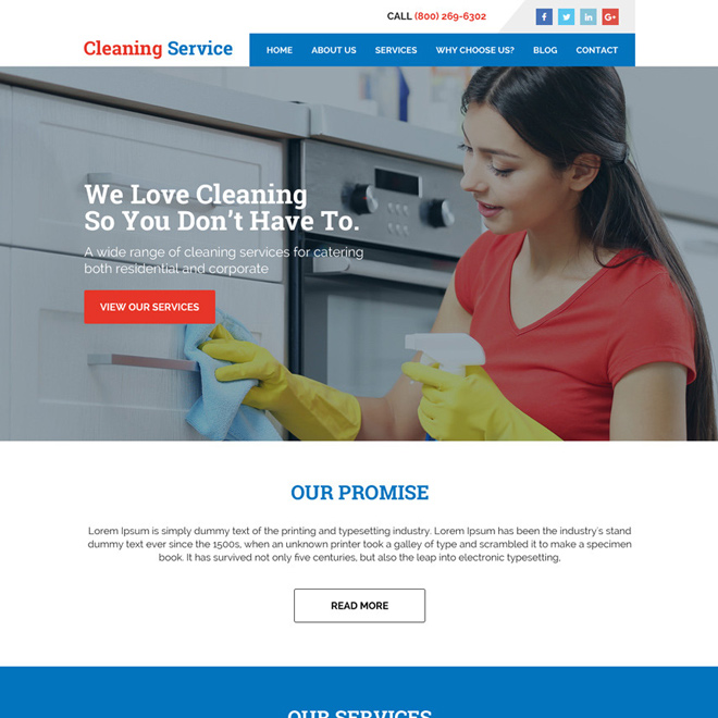 corporate and residential cleaning services responsive website design Cleaning Services example