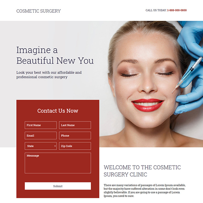 cosmetic surgery clinic responsive landing page Cosmetic Surgery example
