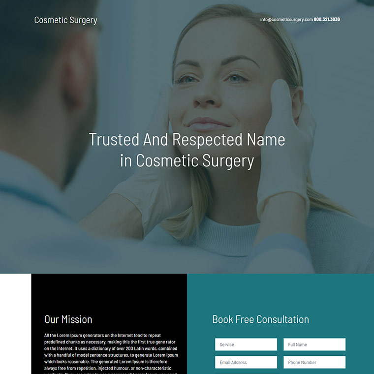 cosmetic surgery free consultation responsive landing page