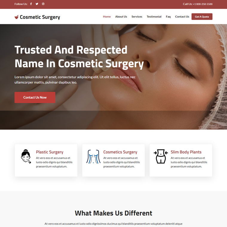 cosmetic plastic surgery procedures responsive website design Cosmetic Surgery example