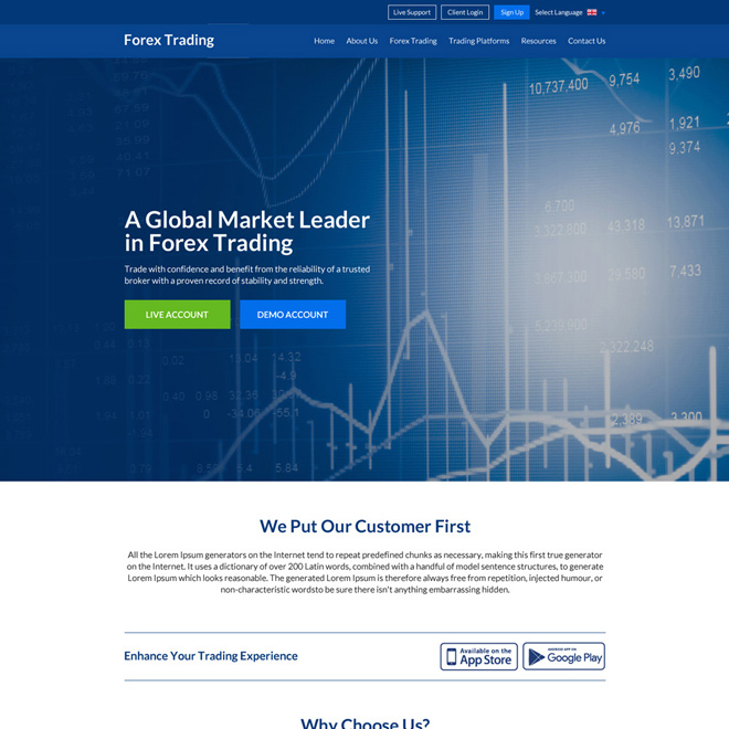 Forex broker website template