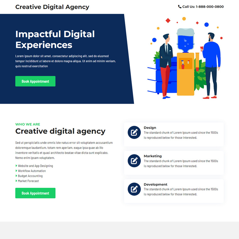 creative digital agency lead capture responsive landing page Marketing example