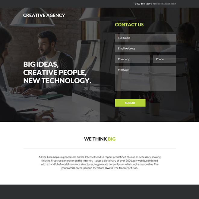 creative web design agency responsive landing page Web Design and Development example