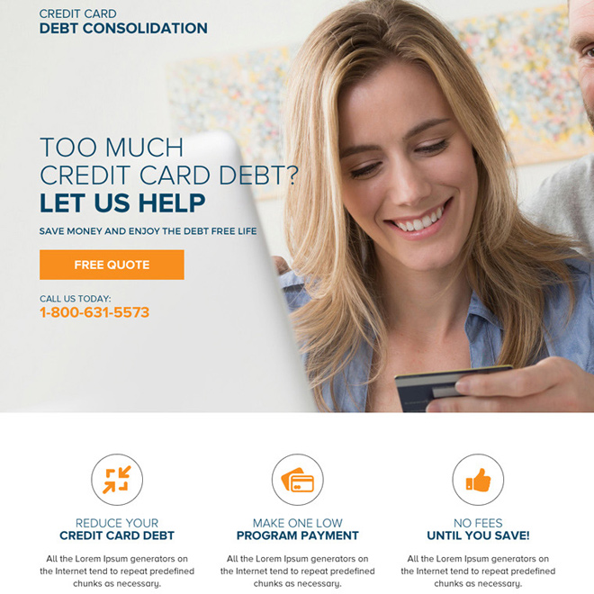 credit card debt consolidation responsive landing page design