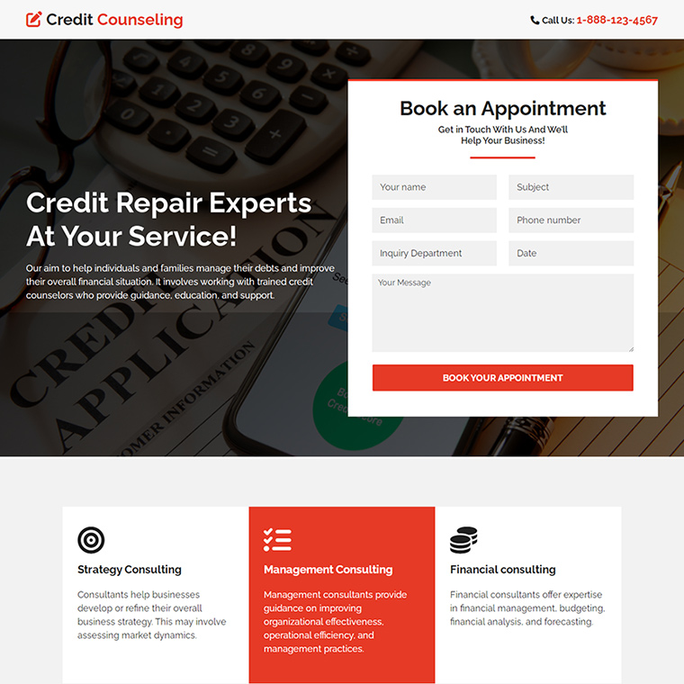 credit repair experts free consultation responsive landing page