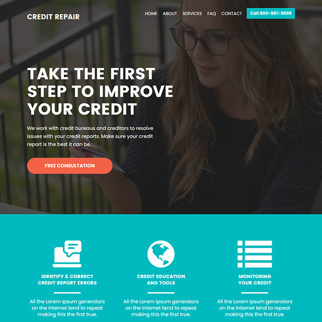 credit repair company free consultation lead capturing landing page