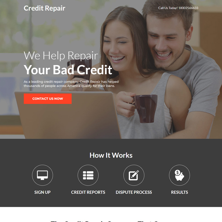 bad credit repair lead capture responsive landing page Credit Repair example