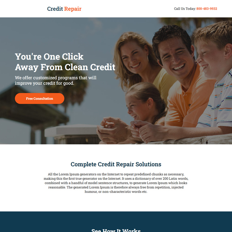 credit repair solutions responsive landing page